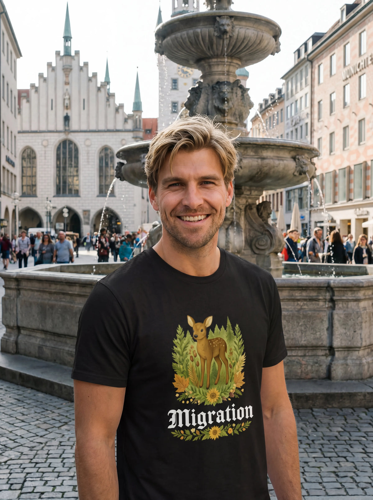 Binnerwear - Rehmigration dunkel Frontdruck - Unisex T-Shirt